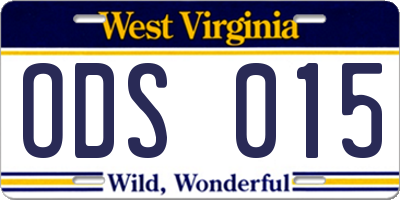 WV license plate ODS015