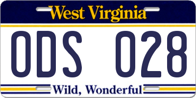 WV license plate ODS028