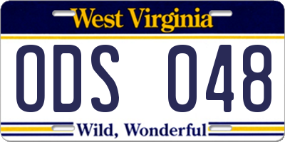 WV license plate ODS048