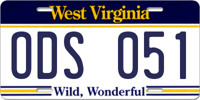 WV license plate ODS051