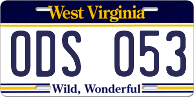 WV license plate ODS053