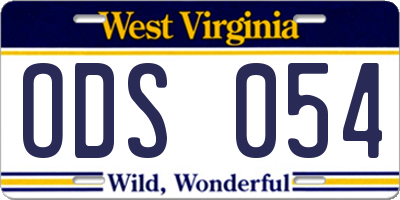 WV license plate ODS054