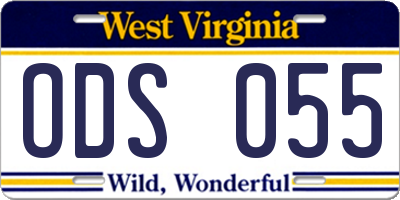 WV license plate ODS055