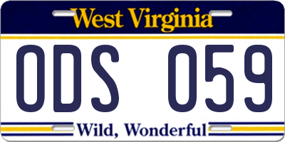 WV license plate ODS059