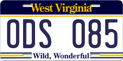 WV license plate ODS085