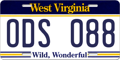 WV license plate ODS088