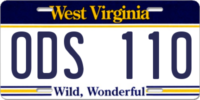 WV license plate ODS110