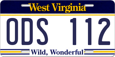 WV license plate ODS112