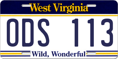 WV license plate ODS113