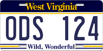 WV license plate ODS124