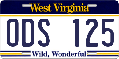 WV license plate ODS125