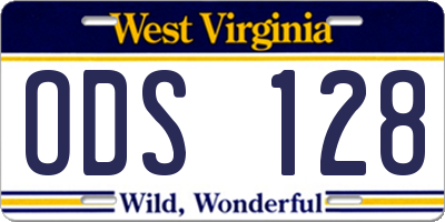 WV license plate ODS128
