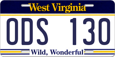 WV license plate ODS130