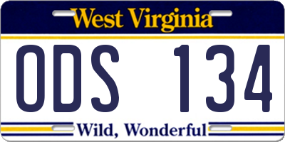 WV license plate ODS134