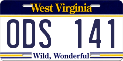 WV license plate ODS141