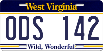 WV license plate ODS142