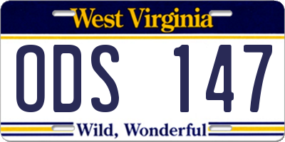 WV license plate ODS147
