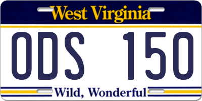 WV license plate ODS150