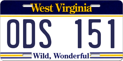 WV license plate ODS151