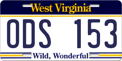 WV license plate ODS153