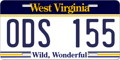 WV license plate ODS155