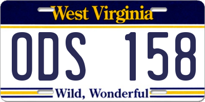 WV license plate ODS158