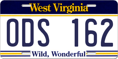WV license plate ODS162