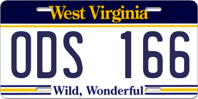 WV license plate ODS166
