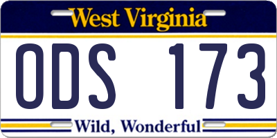 WV license plate ODS173