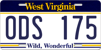 WV license plate ODS175