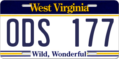 WV license plate ODS177