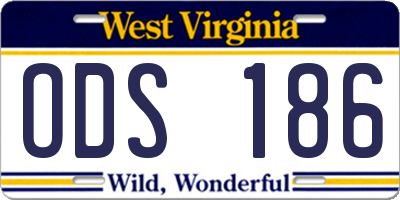WV license plate ODS186
