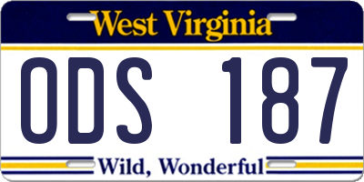 WV license plate ODS187
