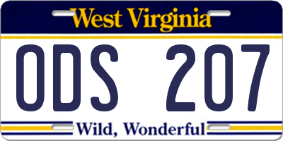 WV license plate ODS207