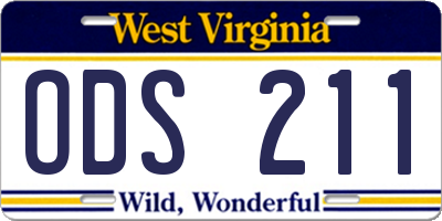 WV license plate ODS211