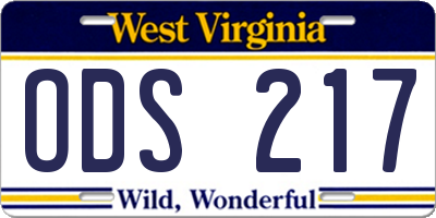 WV license plate ODS217
