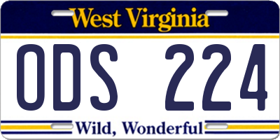 WV license plate ODS224