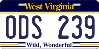 WV license plate ODS239
