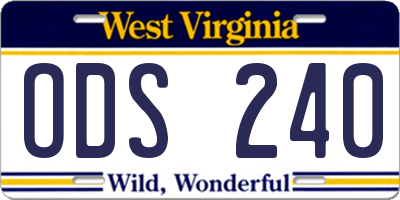 WV license plate ODS240