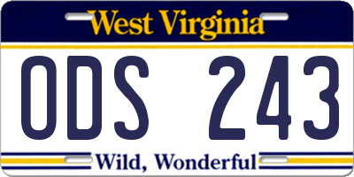 WV license plate ODS243