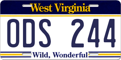 WV license plate ODS244
