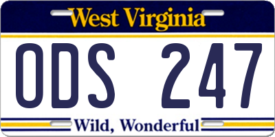 WV license plate ODS247