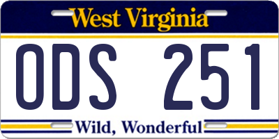 WV license plate ODS251