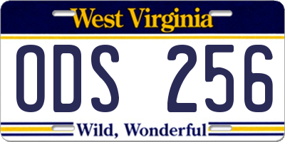 WV license plate ODS256