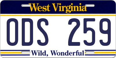 WV license plate ODS259