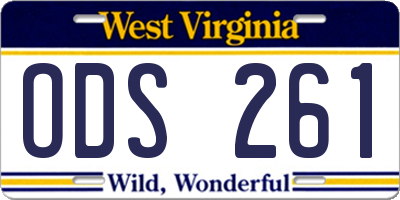 WV license plate ODS261