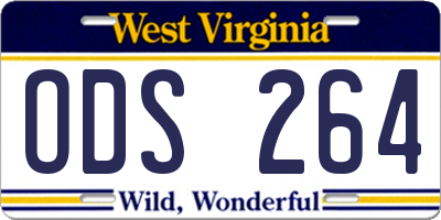 WV license plate ODS264