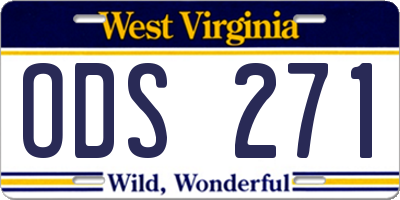 WV license plate ODS271