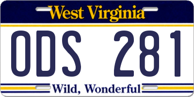 WV license plate ODS281