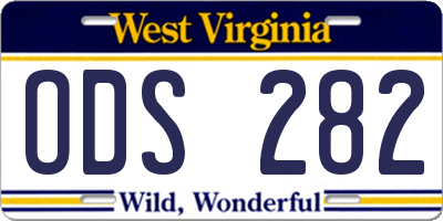 WV license plate ODS282